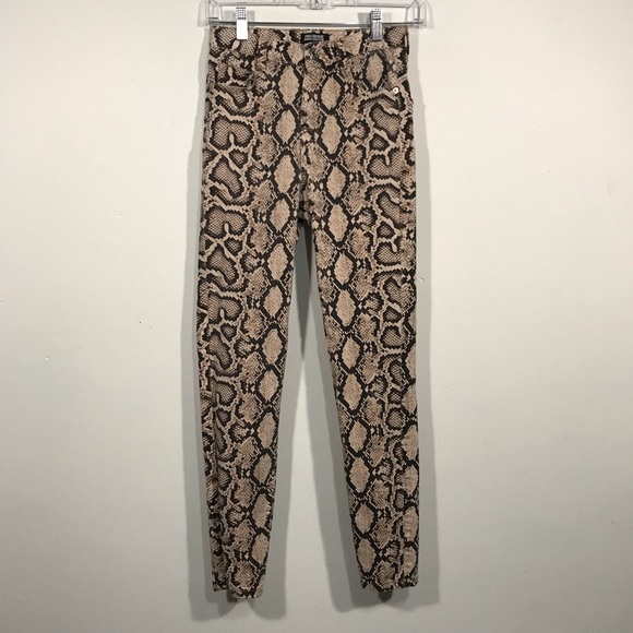 cream snake print jeans